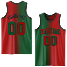 Load image into Gallery viewer, Custom Red Kelly Green-Black Authentic Gradient Fashion Basketball Jersey
