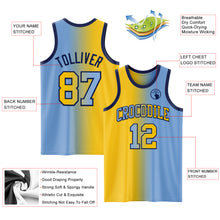 Load image into Gallery viewer, Custom Light Blue Yellow-Navy Authentic Gradient Fashion Basketball Jersey