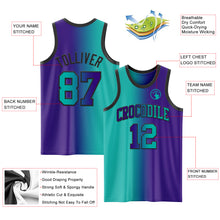 Load image into Gallery viewer, Custom Purple Aqua-Black Authentic Gradient Fashion Basketball Jersey
