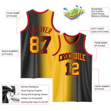 Load image into Gallery viewer, Custom Black Gold-Red Authentic Gradient Fashion Basketball Jersey