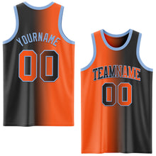Load image into Gallery viewer, Custom Black Orange-Light Blue Authentic Gradient Fashion Basketball Jersey