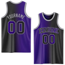 Load image into Gallery viewer, Custom Black Purple-Gray Authentic Gradient Fashion Basketball Jersey