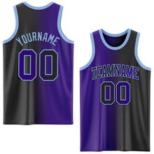 Load image into Gallery viewer, Custom Black Purple-Light Blue Authentic Gradient Fashion Basketball Jersey