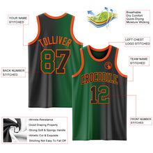 Load image into Gallery viewer, Custom Black Kelly Green-Orange Authentic Gradient Fashion Basketball Jersey