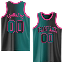 Load image into Gallery viewer, Custom Black Teal-Pink Authentic Gradient Fashion Basketball Jersey