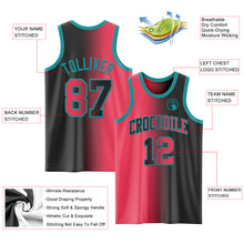 Load image into Gallery viewer, Custom Black Neon Pink-Teal Authentic Gradient Fashion Basketball Jersey