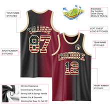 Load image into Gallery viewer, Custom Black Vintage USA Flag Crimson-Cream Authentic Gradient Fashion Basketball Jersey