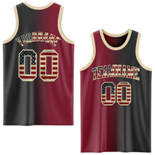 Load image into Gallery viewer, Custom Black Vintage USA Flag Crimson-Cream Authentic Gradient Fashion Basketball Jersey
