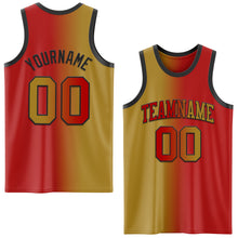 Load image into Gallery viewer, Custom Red Old Gold-Black Authentic Gradient Fashion Basketball Jersey