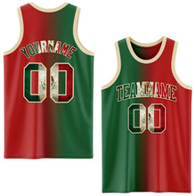 Load image into Gallery viewer, Custom Red Vintage Mexican Flag Kelly Green-Cream Authentic Gradient Fashion Basketball Jersey