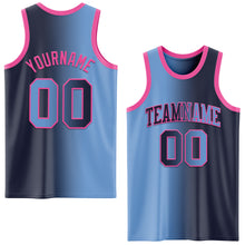 Load image into Gallery viewer, Custom Navy Light Blue-Pink Authentic Gradient Fashion Basketball Jersey