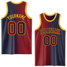 Load image into Gallery viewer, Custom Navy Maroon-Gold Authentic Gradient Fashion Basketball Jersey
