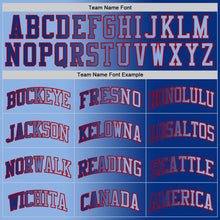 Load image into Gallery viewer, Custom Royal Light Blue-Red Authentic Gradient Fashion Basketball Jersey
