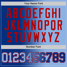 Load image into Gallery viewer, Custom Royal Light Blue-Red Authentic Gradient Fashion Basketball Jersey