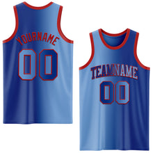 Load image into Gallery viewer, Custom Royal Light Blue-Red Authentic Gradient Fashion Basketball Jersey