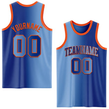 Load image into Gallery viewer, Custom Royal Light Blue-Orange Authentic Gradient Fashion Basketball Jersey