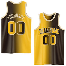 Load image into Gallery viewer, Custom Brown Gold-Cream Authentic Gradient Fashion Basketball Jersey