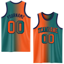 Load image into Gallery viewer, Custom Teal Orange-Navy Authentic Gradient Fashion Basketball Jersey