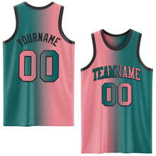 Load image into Gallery viewer, Custom Teal Medium Pink-Black Authentic Gradient Fashion Basketball Jersey