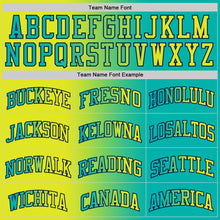 Load image into Gallery viewer, Custom Aqua Neon Yellow-Navy Authentic Gradient Fashion Basketball Jersey