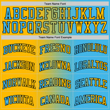 Load image into Gallery viewer, Custom Sky Blue Gold-Black Authentic Gradient Fashion Basketball Jersey