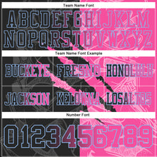 Load image into Gallery viewer, Custom Black Pink-Light Blue Mesh Authentic Gradient Fashion Scratch Football Jersey