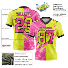 Load image into Gallery viewer, Custom Neon Yellow Pink-Black Mesh Authentic Gradient Fashion Scratch Football Jersey