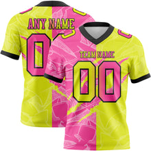 Load image into Gallery viewer, Custom Neon Yellow Pink-Black Mesh Authentic Gradient Fashion Scratch Football Jersey