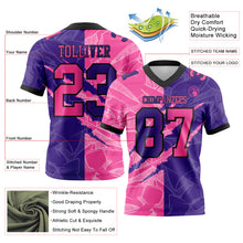 Load image into Gallery viewer, Custom Purple Pink-Black Mesh Authentic Gradient Fashion Scratch Football Jersey
