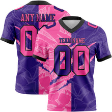 Load image into Gallery viewer, Custom Purple Pink-Black Mesh Authentic Gradient Fashion Scratch Football Jersey