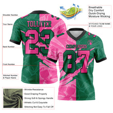 Load image into Gallery viewer, Custom Kelly Green Pink-Black Mesh Authentic Gradient Fashion Scratch Football Jersey