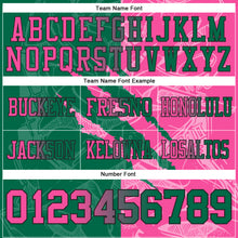 Load image into Gallery viewer, Custom Kelly Green Pink-Black Mesh Authentic Gradient Fashion Scratch Football Jersey