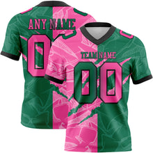 Load image into Gallery viewer, Custom Kelly Green Pink-Black Mesh Authentic Gradient Fashion Scratch Football Jersey