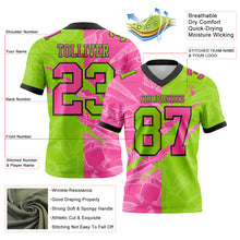 Load image into Gallery viewer, Custom Neon Green Pink-Black Mesh Authentic Gradient Fashion Scratch Football Jersey