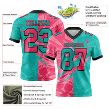 Load image into Gallery viewer, Custom Aqua Neon Pink-Black Mesh Authentic Gradient Fashion Scratch Football Jersey