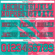 Load image into Gallery viewer, Custom Aqua Neon Pink-Black Mesh Authentic Gradient Fashion Scratch Football Jersey