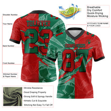 Load image into Gallery viewer, Custom Red Kelly Green-Black Mesh Authentic Gradient Fashion Scratch Football Jersey