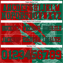 Load image into Gallery viewer, Custom Red Kelly Green-Black Mesh Authentic Gradient Fashion Scratch Football Jersey