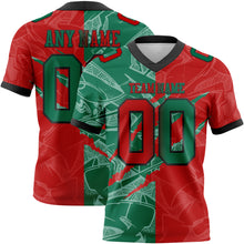Load image into Gallery viewer, Custom Red Kelly Green-Black Mesh Authentic Gradient Fashion Scratch Football Jersey