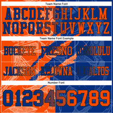 Load image into Gallery viewer, Custom Royal Orange-Black Mesh Authentic Gradient Fashion Scratch Football Jersey