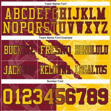 Load image into Gallery viewer, Custom Crimson Yellow-Black Mesh Authentic Gradient Fashion Scratch Football Jersey