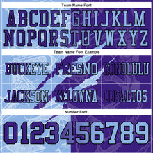 Load image into Gallery viewer, Custom Purple Light Blue-Black Mesh Authentic Gradient Fashion Scratch Football Jersey