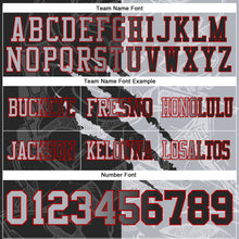 Load image into Gallery viewer, Custom Black Gray-Red Mesh Authentic Gradient Fashion Scratch Football Jersey
