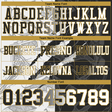 Load image into Gallery viewer, Custom Black White-Old Gold Mesh Authentic Gradient Fashion Scratch Football Jersey