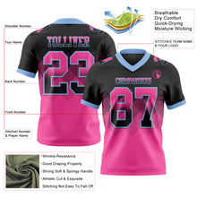 Load image into Gallery viewer, Custom Black Pink-Light Blue Mesh Authentic Gradient Square Shape 7V7 Flag Football Jersey