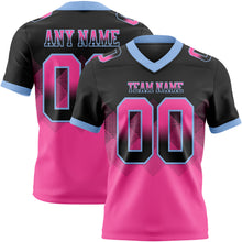 Load image into Gallery viewer, Custom Black Pink-Light Blue Mesh Authentic Gradient Square Shape 7V7 Flag Football Jersey
