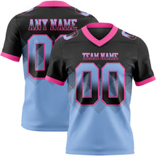 Load image into Gallery viewer, Custom Black Light Blue-Pink Mesh Authentic Gradient Square Shape 7V7 Flag Football Jersey