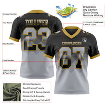 Load image into Gallery viewer, Custom Black Gray-Old Gold Mesh Authentic Gradient Square Shape 7V7 Flag Football Jersey
