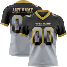 Load image into Gallery viewer, Custom Black Gray-Old Gold Mesh Authentic Gradient Square Shape 7V7 Flag Football Jersey
