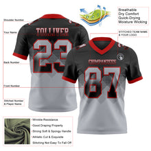 Load image into Gallery viewer, Custom Black Gray-Red Mesh Authentic Gradient Square Shape 7V7 Flag Football Jersey